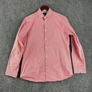 Ben Sherman Shirt Mens 15.5 Medium Red Gingham Check Cotton Button Up